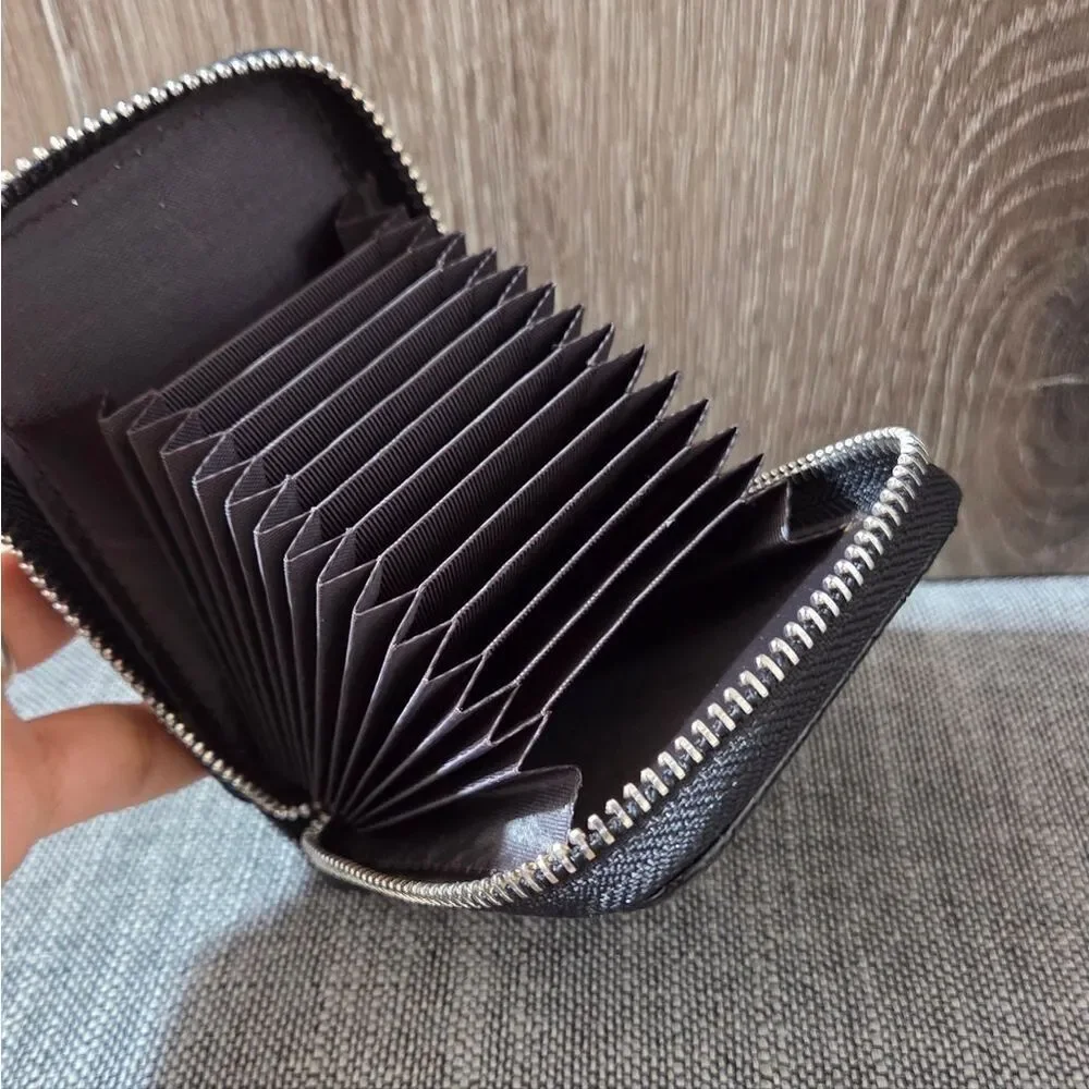 Men's Women Wallet Leather Credit Card Holder RFID Blocking Zipper Thin Pocket